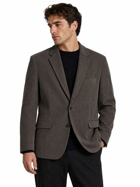 Stafford Essentials Men's Brown Corduroy Blazer Sport Coat Paisley Lined 5Pocket